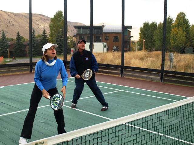 Mixed doubles is frequently played at the RJR paddle camp in Jackson Hole.
